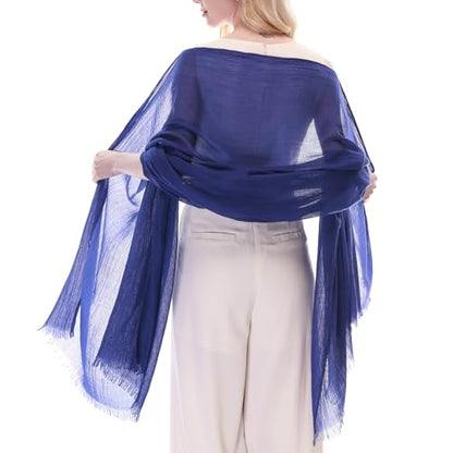 RIIQIICHY Scarf for Women Lightweight Solid Color Long Fashion Gauze Scarves Shawl Wrap - color: Royal Blue