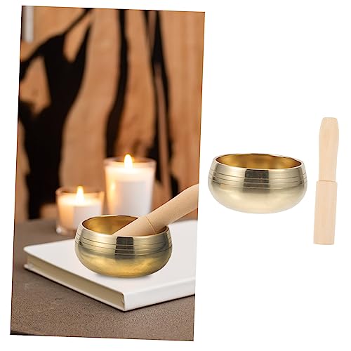 TOYANDONA 1set Handmade Sound Bowl for Yoga Meditation with Mallet Bowl for Mindfulness Practice Portable Meditation Accessory for Home Temple and Travel - size: 8x8x5cm