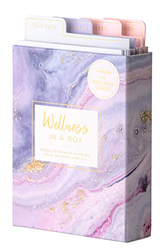 Eccolo Wellness in a Box, 60 Encouragement Cards, Health and Wellness Cards with 4 Tabbed Dividers for Self-Care, Mindfulness, Sleep & Intuition, Card Box with Guided Cards (4.6-x-7-x-1.1 Inches)