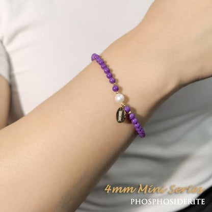 Morchic 4mm Natural Gemstone Beads Stretch Bracelet for Women, With Freshwater Pearls, Energy Gem Birthday Gift for Her 7.2” - color: Phosphosiderite