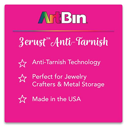 ArtBin 6847AG Medium Anti-Tarnish Box with Removable Dividers, Jewelry & Craft Organizer with Anti-Tarnish Technology, [1] Plastic Storage Case, Clear with Aqua Accents - size: Medium (10.75" x 7.375")