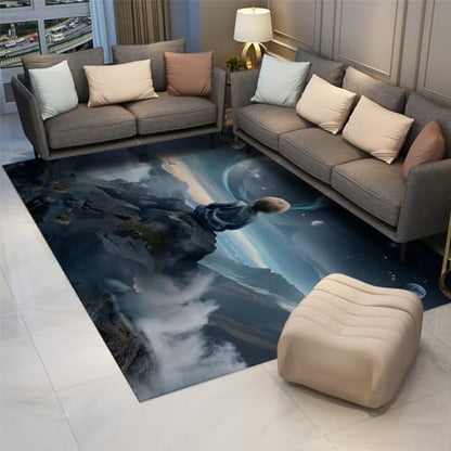 Modern Rectangle Area Rug, 5'x6' Rug Non-Slip Machine Washable Rugs Meditation Theme Yoga Mat Mountain View Prints Large Carpets - size: 5'x6' (152cm x 183cm）
