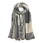 QIUTIMIY Pashmina Shawl Wraps for Womens Winter Scarf Reversible Pattern Designer Ladies Shawls and Wraps for Evening Dresses - color: Flower2-grey