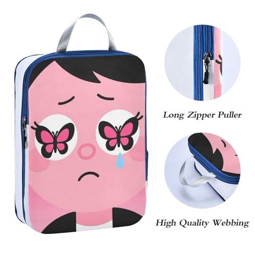 With Zipper 3 Set Packing Travel Organizer Polyester Space Saver Travel Bags, First Date Nerves Look (3 Set) - color: First Date Nerves Look