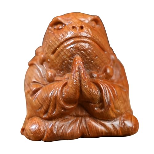 Unomor Cypress Wood Meditation Figurine Carved Wooden Zen Decor Handcrafted Tabletop Ornament for Home and Auto Natural Finish for Mindfulness and Relaxation