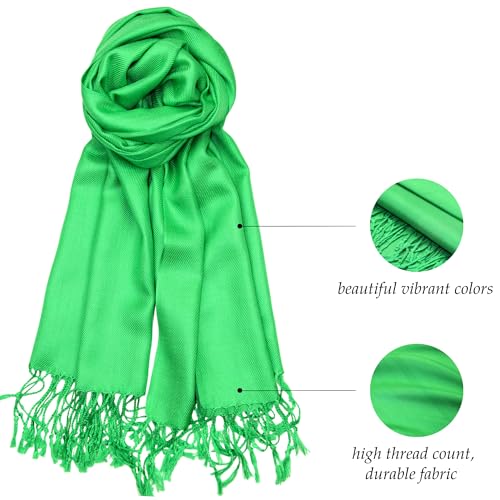 Achillea Lightweight Pashmina Scarf for Women – Soft Silky Shawl Wrap for Evening Dresses, Bridesmaids & Everyday Wear - color: Kelly Green