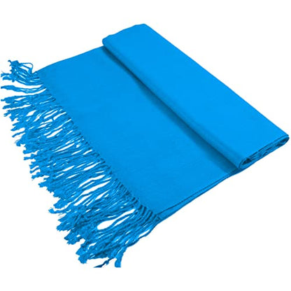 Glory Max Women Large Soft Silky Pashmina Shawl Wrap Scarf in Plain Solid Colors - color: Sky Blue