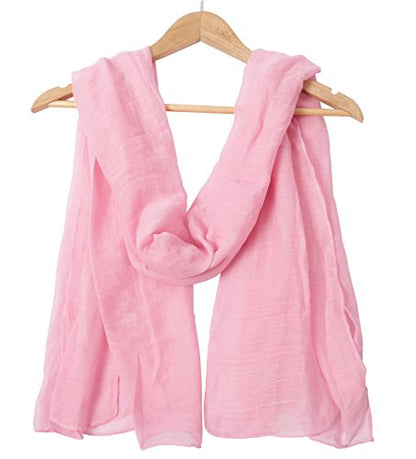 Women's Cotton Scarves Lady Light Soft Fashion Solid Scarf Wrap Shawl - color: Pink