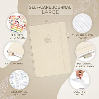 Clever Fox Self-Care Journal – Wellness & Daily Reflection Notebook – Mental Health & Personal Development Journal – Self-Care, Meditation & Mood Journal for Women & Men – Large (Seashell) - color: Seashell, size: Smaller Than A4 (7x10'')