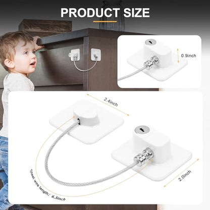 Fridge Lock, 2PCS Upgraded Refrigerator Lock for Freezer, Cabinets and Drawers, Air Fryer, Closets, Windows, Doors, Durable ABS with Adhesive Backing, Easy Install, No Tools Needed, White - color: White