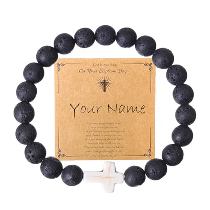 Beaded Bracelets For Women Stone Bracelets For Women Agate Stone Bracelet Natural Bracelet Stone Of Peace Handmade Yoga Stretch Elastic Bracelet - color: Cross Bracelets-Black