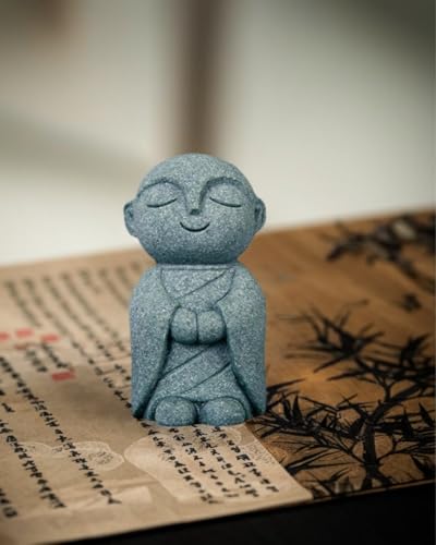 Mini Monk Buddha Statue Sandstone Statues Zen Monk Praying Statue Sculptures for Wealth Good Luck Feng Shui Decor Home Fish Tank Aquarium Garden (Style 10) - style: Style 10