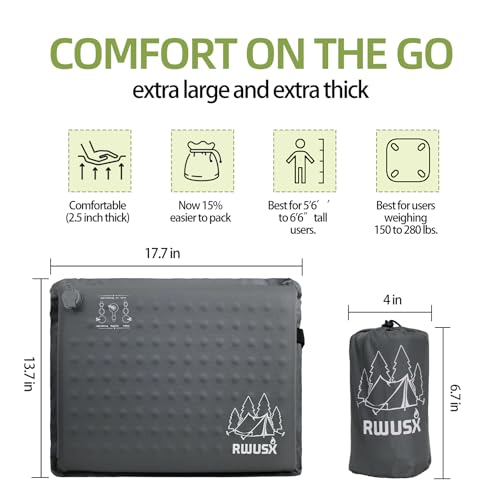 Inflatable Stadium Seat Cushion, Portable Self Inflating Outdoor Seat Cushion for Stadium, Airplane, Travel, Camping, Car & Office