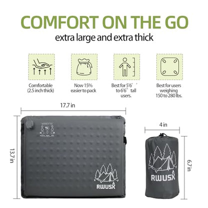 Inflatable Stadium Seat Cushion, Portable Self Inflating Outdoor Seat Cushion for Stadium, Airplane, Travel, Camping, Car & Office