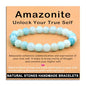 AD Beads Handmade Gemstone Stretch Elastic Bracelet Crystal Healing Reiki Nature's Beauty and Spiritual Essence Unisex - color: Amazonite (Unlock Your True Self), size: 8mm