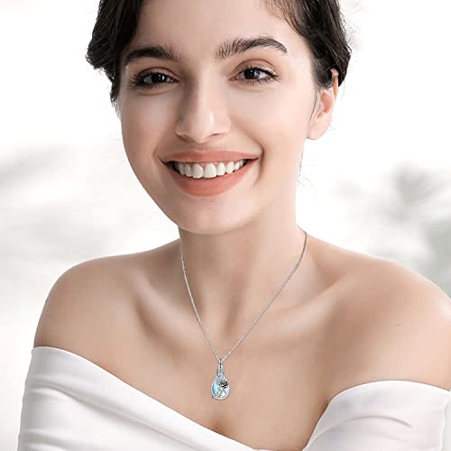JUSTKIDSTOY Moonstone Urn Necklace for Ashes Sterling Silver Daisy/Rose/Tree Teardrop Pendant Necklace Cremation Jewelry Keepsake Memorial Gifts for Mother Grandma w/Funnel Filler - style: Rose