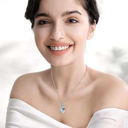 JUSTKIDSTOY Moonstone Urn Necklace for Ashes Sterling Silver Daisy/Rose/Tree Teardrop Pendant Necklace Cremation Jewelry Keepsake Memorial Gifts for Mother Grandma w/Funnel Filler - style: Rose