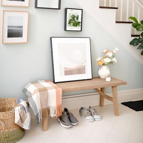 SwallowLiving 43" Solid Wood Entry Bench - Rustic Farmhouse Style Hallway Seating for Living Room, Dining Room Entryway - Handcrafted Natural Finish - color: Nature, size: 43 Inch