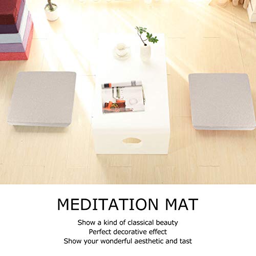 Household Square Floor Cushion for Yoga and Meditation, Removable Washable Meditation Mat Cushion - color: Square linen beige