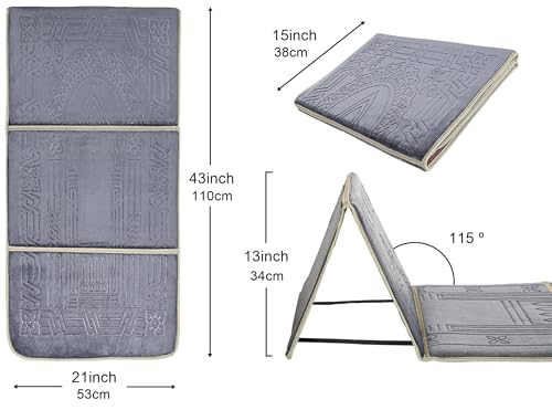 Prayer Rug with Back Support/Foldable Meditation Floor Chair & Carrying Pocket (Gray) - color: Grey