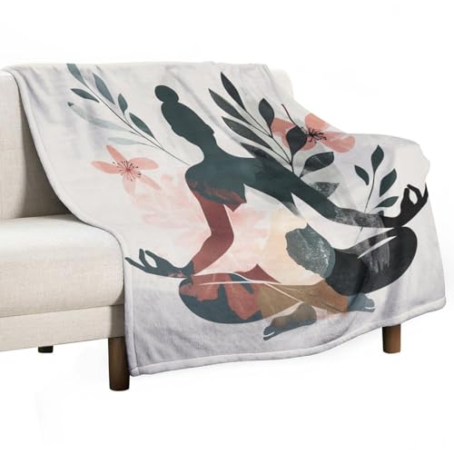Abstract Meditation Throw Blanket, Soft Cozy Warm Floral Leaf Indian Yoga Flannel Blankets for Sofa Couch Bed, 30x40 Inch - color: Abstract Meditation, size: 30"x40"