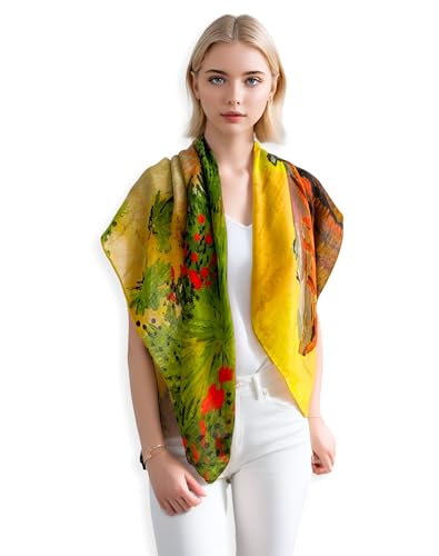 PoeticEHome Cashmere Scarf Wrap 36"x36" - Featherlight & Wrinkle-Free Artistic Square Shawl for Travel & Office, Gift Ready - color: Street in Saintes-maries - 36"