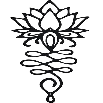 OQUQO Lotus Flower Wall Art, Black Metal Spiritual Home Decor, Meditation Room Sculpture for Living Room, Bedroom, Office (Black)