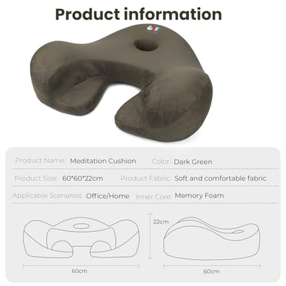 Meditation Cushion, Yoga Cushion for Meditation - Cross Leg Floor Pillow for Meditator at Home, Ergonomic Comfortable Memory Foam Zafu Relieves Numbness Tailbone & Hip Pain from Long Sitting.