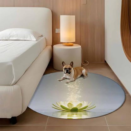 Round Area Rugs 6 Feet - Abstract Lotus Flower Soft Indoor Throw Rugs Carpets for Living Dining Bedroom Kids Room Non-Slip Playroom Crawl Rug Floor Mats Meditation Floral Art - size: 6ft