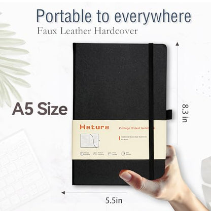Heture Hardcover Notebooks, A5 Lined Journals Notebook for Writing 160 Pages, 8.2 x 5.5 inch, Classic Ruled Notebooks for College/Work/Travel (Lined-3 Pack, Black) - color: Black, style: Lined-3 Pack