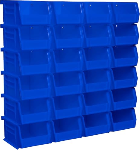 Akro-Mils 30210 AkroBins Plastic Storage Bins, Space-Saving Stackable Bins for Garage, Pantry, Craft Organization, 5" x 4" x 3", Blue, 24-Pack - color: Blue