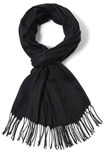 Cindy & Wendy Pashmina Shawls and Wraps Scarf for Women Soft Large Winter Shawl for Evening Dress Wedding Party - color: Black