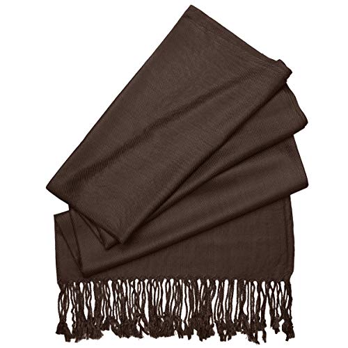 Falari Women's Soft Solid Color Pashmina Shawl Wrap Scarf, for Wedding, Bridesmaid Gifts, Evening Dress - color: Chocolate Brown