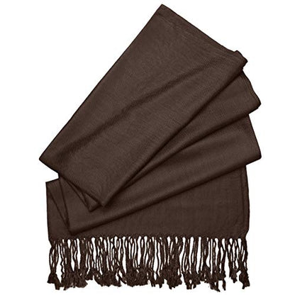Falari Women's Soft Solid Color Pashmina Shawl Wrap Scarf, for Wedding, Bridesmaid Gifts, Evening Dress - color: Chocolate Brown