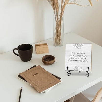 Buddha Life Quote Desk Decor, Funny Office Inspirational Gifts for Family Friends, Meditation Room Tabletop Decor, Zen Home Office Wooden Plaque Sign with Stand (J04) - style: Life Quote