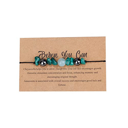 Chakra Gravel Beaded Bracelet with Wish Card for Women Men Adjustable Braide String Spiritual Crystal Stone Bracelet Yoga Meditation Anxiety Relief Jewelry Birthday Gift