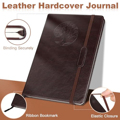 Journal for Women Men, Lined Journaling Notebooks A5 5.7X 8.3 in, Hardcover Leather Journal Diary 160 Pages, Journals for Writing, Travel, Business, Home & School (Black) - color: Black