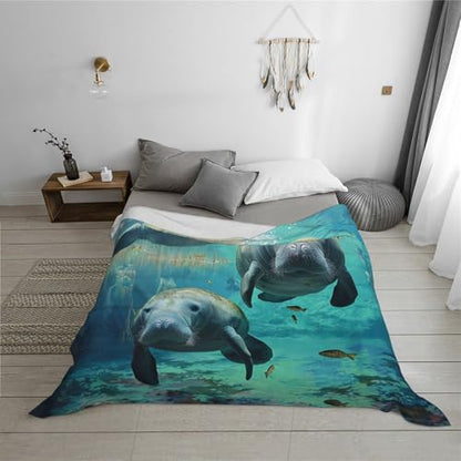 West Indian Sea Animals Prints Throw Blanket (320g Flannel) Anti-Pilling Warm Fuzzy Blankets for Bed Sofa Couch Travel 40x30 Inch - color: West Indian Sea Animals, size: 40x30 Inch