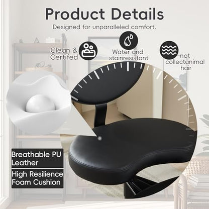 Meditation Chair with Wheels, Ergonomic Criss Cross Chair, Adjustable ADHD Floor Sitting Chair, Swivel Cross Legged Office Chair with High Back, Kneeling Posture Chair, Pu Leathe,Black - color: （pu Leathe）black