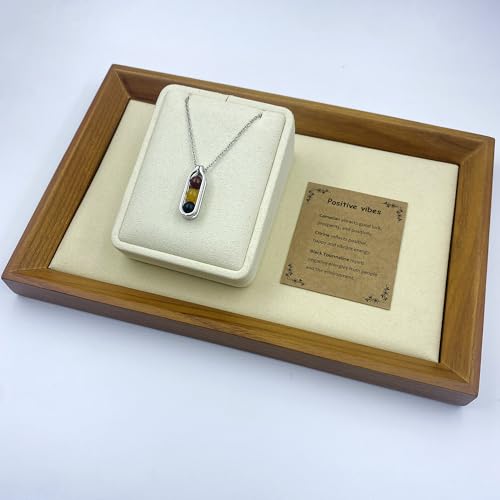 Natural Crystal Necklace Gift for New Beginnings, Crystals and Healing Stones Necklace for Anxiety Relief, Encourage Gift For Women, Mum, Natural Genuine Gemstone, Cheer Up - color: Gold, style: Positive Vibes
