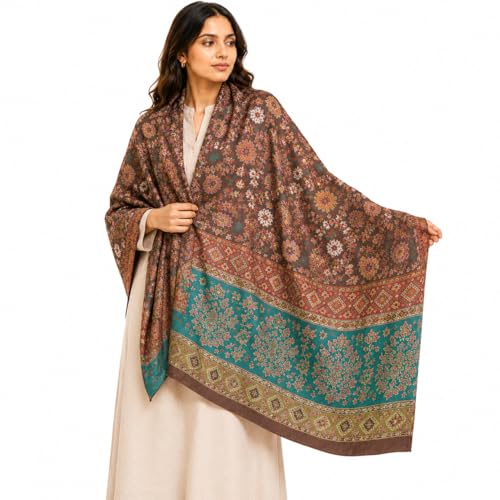 Extra Large Dupion Silk Shawl for Women – Floral Paisley Woven Wrap, Soft Lightweight Meditation & Evening Shawl