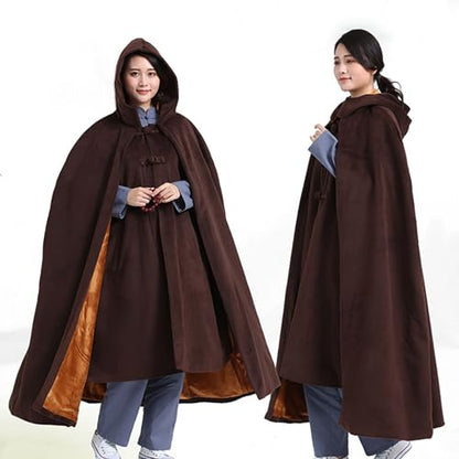 Meditation Clothes, Winter Double-Layer Plush Thickened Meditation Clothes Meditation Clothes Meditation Cloaks - color: Camel Yellow, size: X-Large