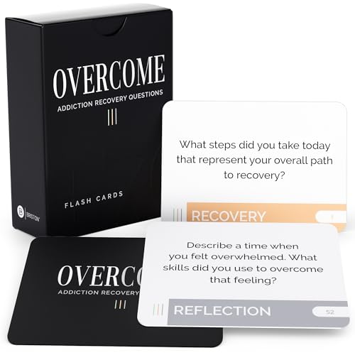 Briston Overcome Addiction Recovery Flash Cards – 70 Therapy Question Cards for Group Counseling & Mental Health – Reflection Prompts for Sobriety, Relapse Prevention, Substance Abuse Recovery Support