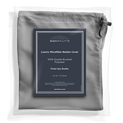 Saloniture Microfiber Cylinder Pillow Case Cover for Massage Table Bolsters - 30 x 9 Inch with Drawstring Closure, Gray - color: Gray