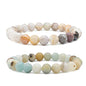 Bivei Natural Gemstone Semi Precious Healing Crystals Handmade Stretchy Round Beads Bracelet,Stocking Stuffers for Women Enhance Positive Energy - color: 8mm Bamboo Leaf Agate & Amazonite (Good Luck), size: Medium: 6.8-7.24 inch