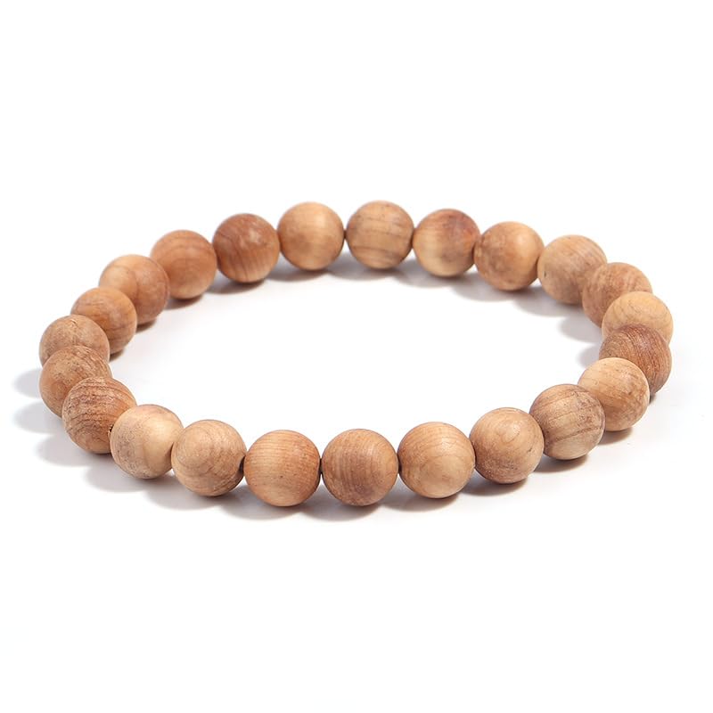 DATOA 6Pcs 8mm Wooden Beaded Stretch Bracelet for Men Women