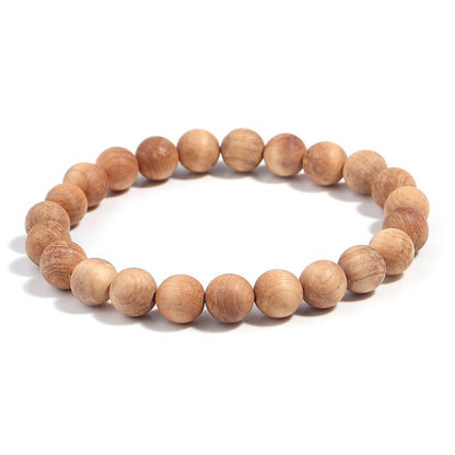 DATOA 6Pcs 8mm Wooden Beaded Stretch Bracelet for Men Women