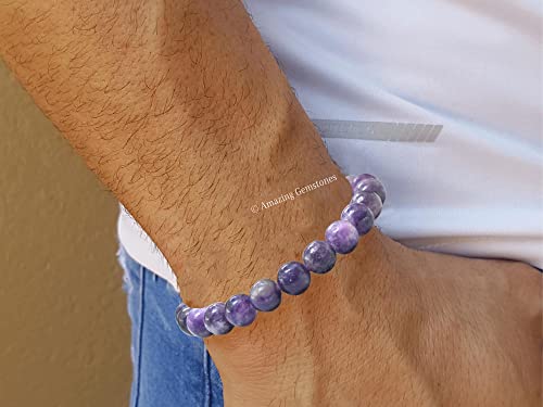 Amazing Gemstone Crystal Bracelet for Women Men's Gifts - Protection Healing Crystal Bracelet - 8mm Gemstone Beaded Stretchable Bracelet Pulseras Para Hombres Mujer Stocking Stuffers Mothers Day Gift (Lepidolite) - color: Lepidolite