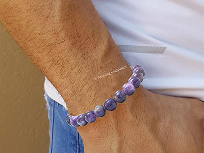 Amazing Gemstone Crystal Bracelet for Women Men's Gifts - Protection Healing Crystal Bracelet - 8mm Gemstone Beaded Stretchable Bracelet Pulseras Para Hombres Mujer Stocking Stuffers Mothers Day Gift (Lepidolite) - color: Lepidolite