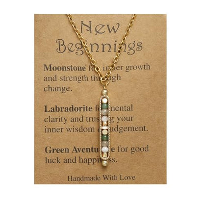 KZL Healing Crystals Necklace Spiritual Crystal Pendant Necklace for Women Men Reiki Natural Stones Beaded Stress Relief Anxiety Necklace Empath Protection New Beginnings Good Luck Gifts - style: New Beginnings